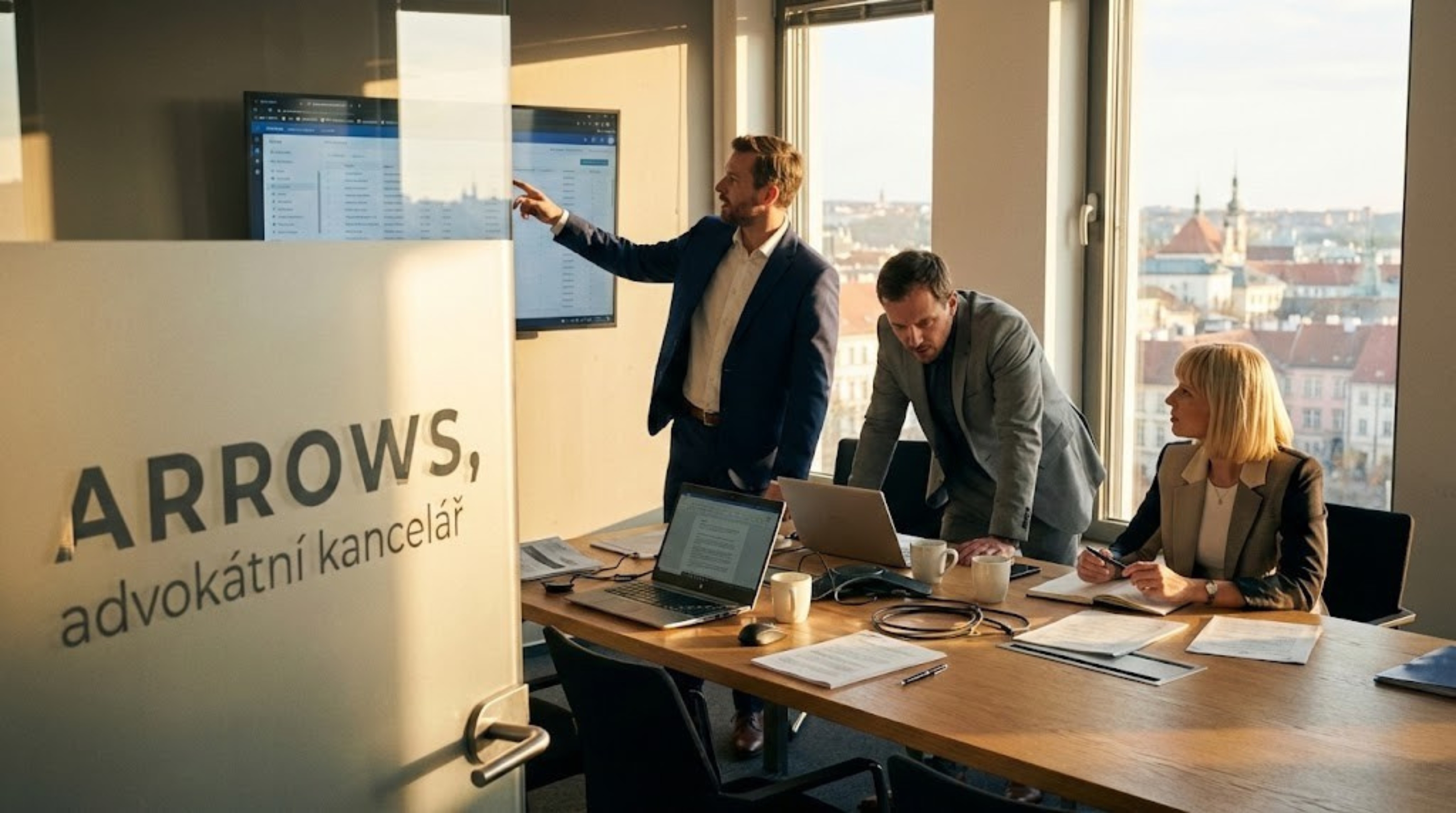 The photograph depicts an expert consulting on the financing of real estate development projects.