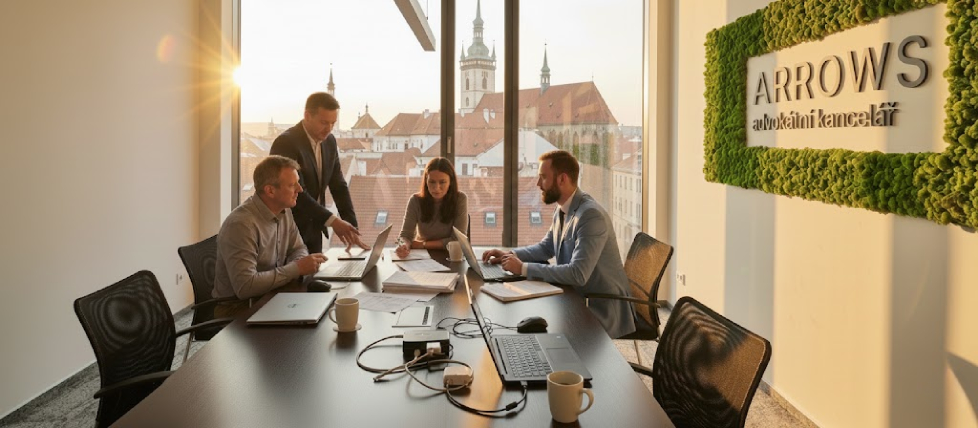 Image depicts an attorney explaining Fintech market entry compliance.